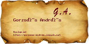 Gorzsás András névjegykártya